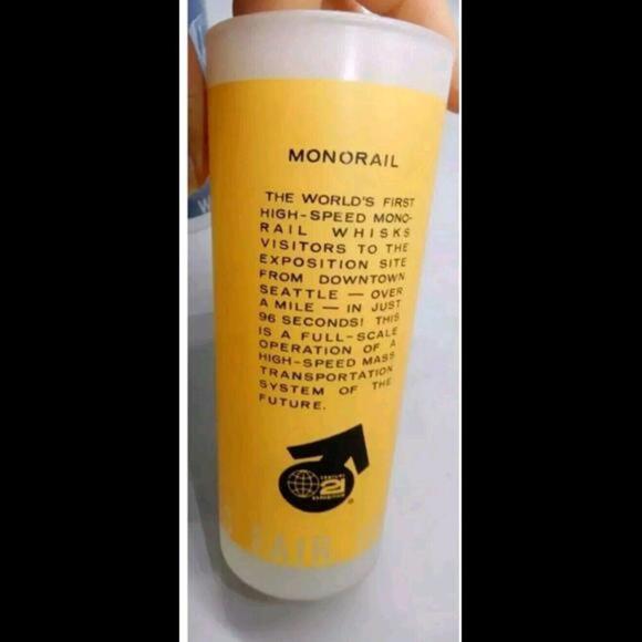 1962 Seattle World's Fair Glasses Red And Yellow Vintage Set Of 2 - Picture 3 of 5